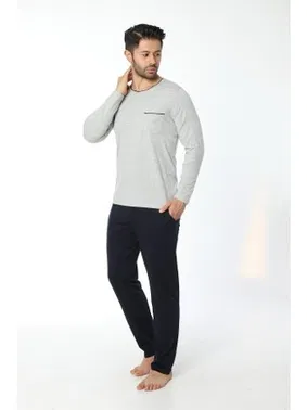Öztaş Erkek Bisiklet Yaka Uzun Kollu Pijama Takım 12054-A Öztaş