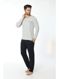 Öztaş Erkek Bisiklet Yaka Uzun Kollu Pijama Takım 12054-A Öztaş