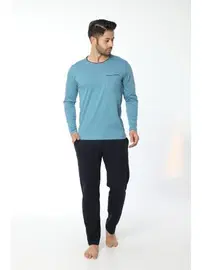 Öztaş Erkek Bisiklet Yaka Uzun Kollu Pijama Takım 12055-A Öztaş