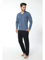 Erkek önü Düğmeli Uzun Kollu Pijama Takım 12033-A Öztaş İndigo