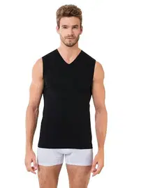 Öztaş Erkek Siyah Kolsuz V Yaka Öztaş A1040