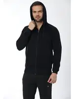 Erkek Tek üst Kapşonlu Eşofman 12501-A Öztaş Siyah detay görünüm