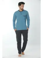 Erkek Uzun Kollu Pijama Takım 12005-A Öztaş Mavi-Lacivert