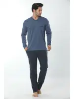 Erkek V Yaka Uzun Kollu Pijama Takım 12007-A Öztaş İndigo
