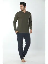 Öztaş Erkek V Yaka Uzun Kollu Pijama Takım 12008-A Öztaş