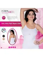 Form Angel 5312 İnce Askılı Ripli Bayan Atlet Beyaz
