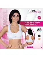 Form Angel 5322 Kalın Askılı Sporcu Pedli Bustiyer Beyaz