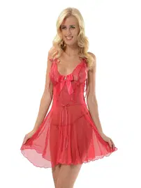 Sistina Fuşya Fiyonklu Dantel Gecelik Sistina D-108