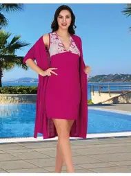 Lady Fuşya Gecelik ve Sabahlık Takım Lady 549