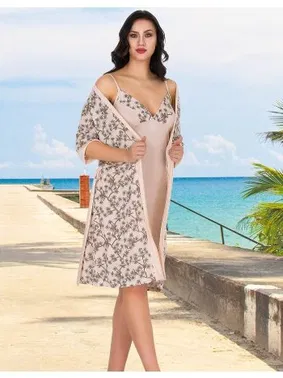 Lady Gecelik ve Çiçek Desenli Sabahlık Takım Lady 557