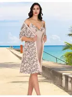Gecelik ve Çiçek Desenli Sabahlık Takım Lady 557 Görsel