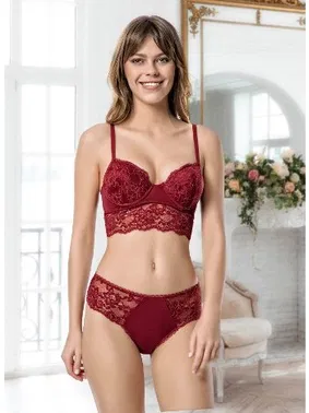 Godewo Godewo Burgundy Dolgusuz Dantel Sütyen Takımı TK20216