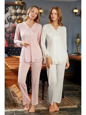 Bone Club Hamile Lohusa 3 Lü Pijama Sabahlık Takım Bone Club 5104 - Alternatif Görünüm