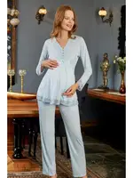 Hamile Lohusa 3 Lü Pijama Sabahlık Takım Bone Club 5104 görsel 5