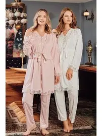 Bone Club Hamile Lohusa 3 Lü Pijama Sabahlık Takım Bone Club 5104