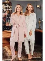 Hamile Lohusa 3 Lü Pijama Sabahlık Takım Bone Club 5104 Pudra