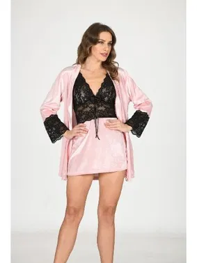 Sistina İkili Kadife Somon Gecelik Takım Sistina 1446