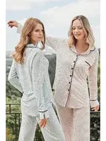 Justine Önden Düğmeli Pijama Takımı Bone Club 5125 Somon