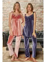 Kadife Hamile Lohusa 3 Lü Pijama Bone Club 5120 detay görünüm