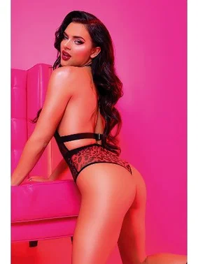 NightLight Kırmızı Leopar Desenli Dantel Detaylı Fantazi Mayokini 3250 - Alternatif Görünüm