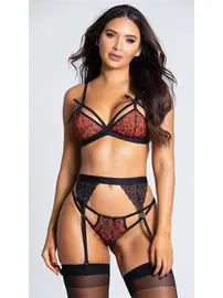 NightLight Kırmızı Leoparlı Fantazi Jartiyer Takım 3272