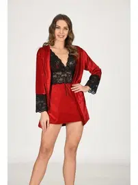 Sistina Kısa Kadife İkili Gecelik Takım Sistina 1442