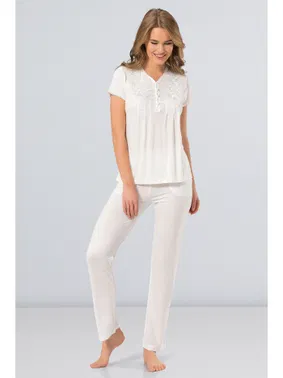 Türen Kısa Kollu Pijama Türen 3236/KREM
