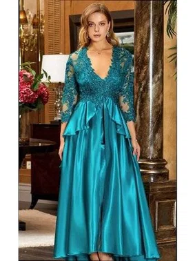 Jeremi 6'lı Saten Dantelli Gecelik Sabahlık Takımları Seti Jeremi 995