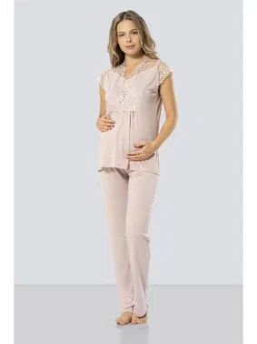 Türen Lohusa Hamile Pijama Takımı Türen 3294/PUDRA