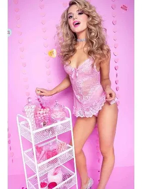 Merry See Merry See Dantel Babydoll MS 2606 Pembe - Alternatif Görünüm