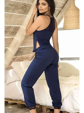 Merry See Merry See Dantel İşlemeli Pijama Takım Lacivert - Alternatif Görünüm