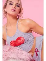 Merry See Özel Tasarım Dantel Kalp Tasarımlı Pijama Takım Gri Gri görsel 4