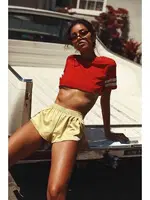 Merry See Saten Sütyen Şort Takım Sarı Sarı detay görünüm