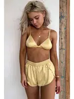 Merry See Saten Sütyen Şort Takım Sarı Sarı görsel 5