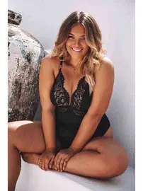 Merry See Merry See Şık Özel Tasarım Dantelli Body Gecelik Siyah