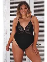 Merry See Şık Özel Tasarım Dantelli Body Gecelik Siyah Siyah detay görünüm