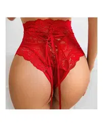 Merry See Merry See Yüksek Bel Şık Dantel Külot Kırmızı