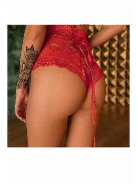 Merry See Merry See Yüksek Bel Şık Dantel Külot Kırmızı - Alternatif Görünüm