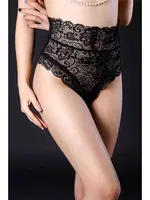 Merry See Yüksek Bel Şık Dantel Külot Siyah detay görünüm