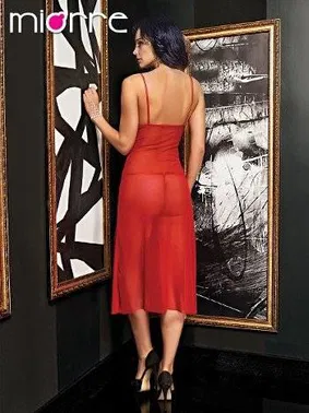 Miorre Ateş Kırmızısı Miorre Tül Gecelik Takım - Alternatif Görünüm