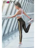 Şeritli Yüksek Bel Toparlayıcı Spor Taytı Siyah