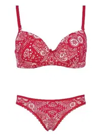 Mite Love Mite Love Kadın Kırmızı Desenli Sütyen Külot Takımı ML-9825