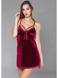 Moonlight Moonlight Kadife Fantazi Bordo Gecelik 288