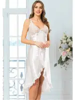 NBB Saten Uzun Gecelik Ekru 3297 farklı açı