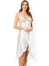 NBB NBB Saten Uzun Gecelik Ekru 3297