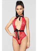 NightLight Boyun ve Bel Kısmı Fiyonklu Babydoll 3209 Kırmızı farklı açı
