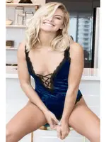 Nightlight Göğüs Dekolteli Fantazi Kadife Body 3229 Mavi