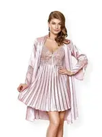 Nurteks 5355 Saten Kimono Takım Gecelik Sabahlık Pudra