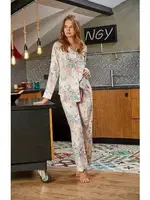 Önden Düğmeli Ekru Pijama Takımı Bone Club 5135 detay görünüm