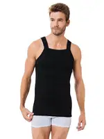 Öztaş 1029-A Erkek Spor Askılı Renkli Atlet Siyah